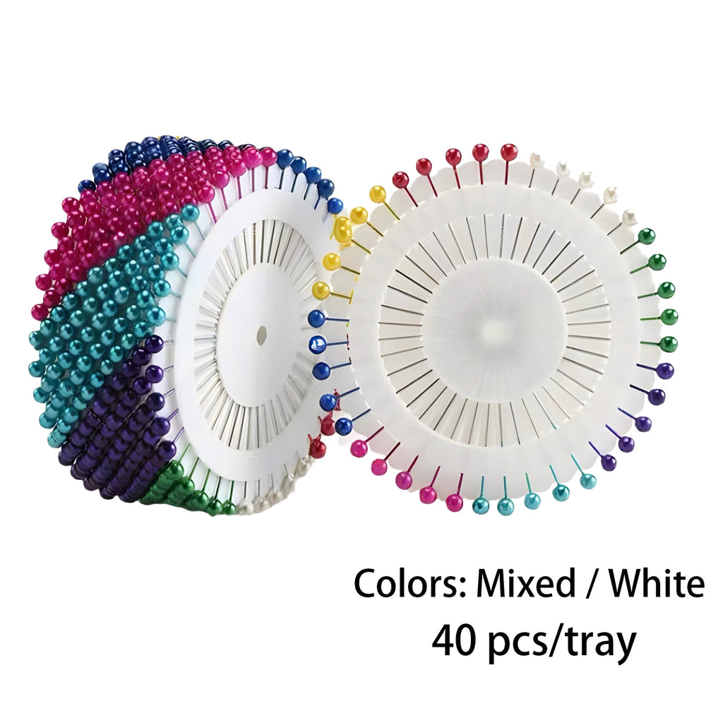 Mixed & White Color Metallic Beaded Sewing Pins