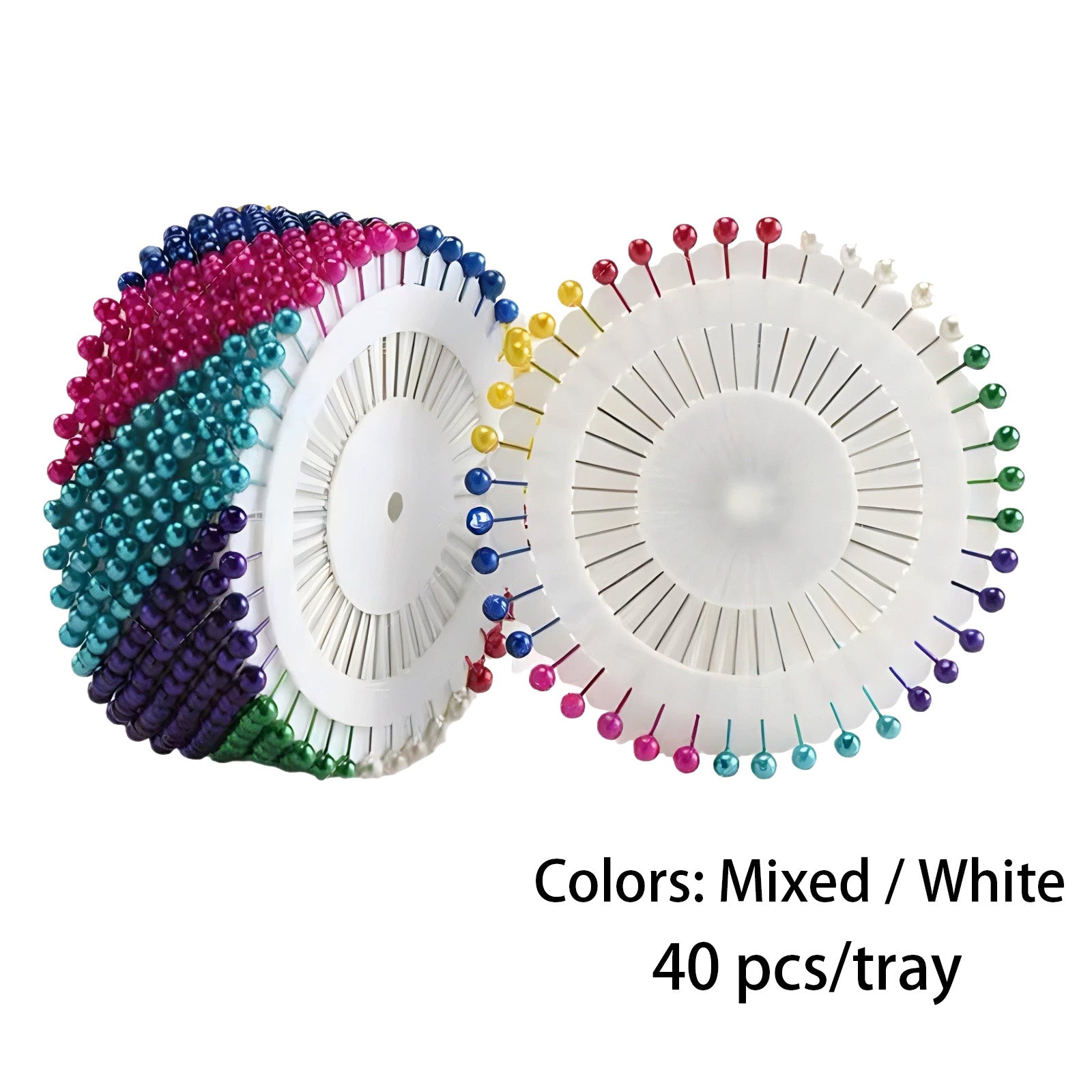 Mixed & White Color Metallic Beaded Sewing Pins
